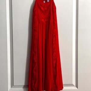 Francesca’s Alya Red Lace Sleeveless Dress Medium